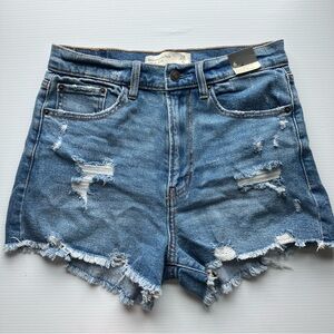 Abercrombie & Fitch Distressed Blue Denim Jean Shorts